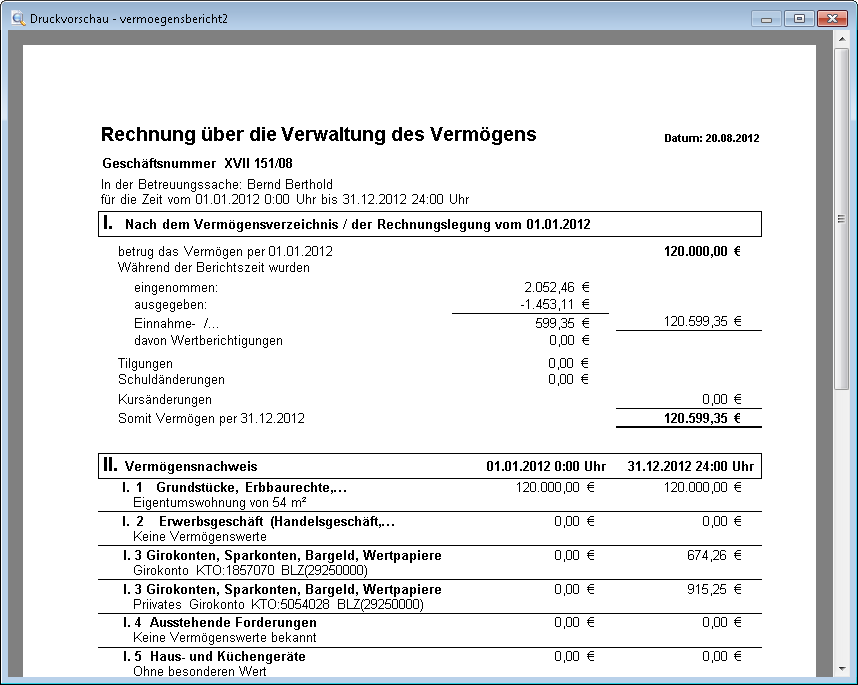 Rechnungslegung betreuung beispiel