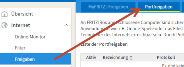 AVM Fritzbox - Portfreigaben